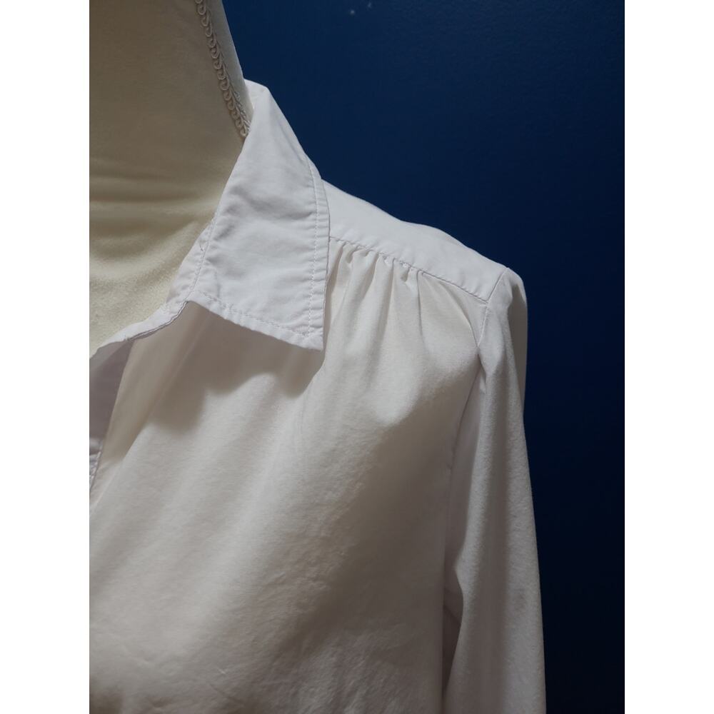 Zac & Rachel White Cotton Button Up Shirt Top Collar Gathered Back Large - Picture 7 of 11